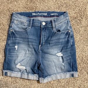 Wallflower Women's Distressed Blue Jean Shorts